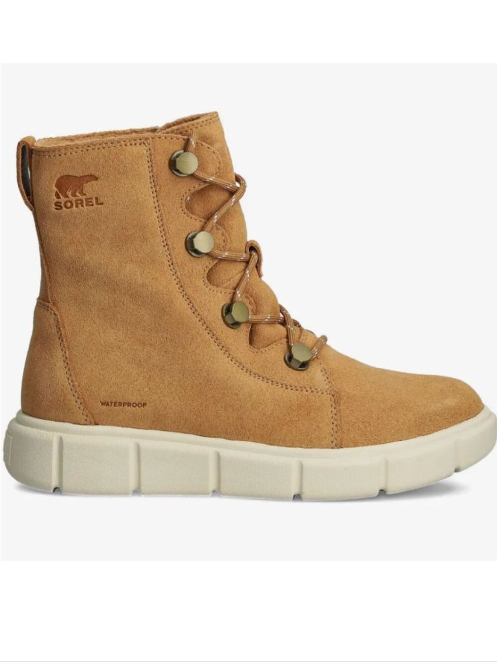 Sorel Explorer III Joan Boots Size 6.5 Tan Waterproof Suede Tawny Buff/Chalk NEW